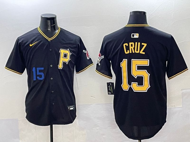 Men Pittsburgh Pirates #15 Cruz Black Game 2025 Nike MLB Jersey style 4